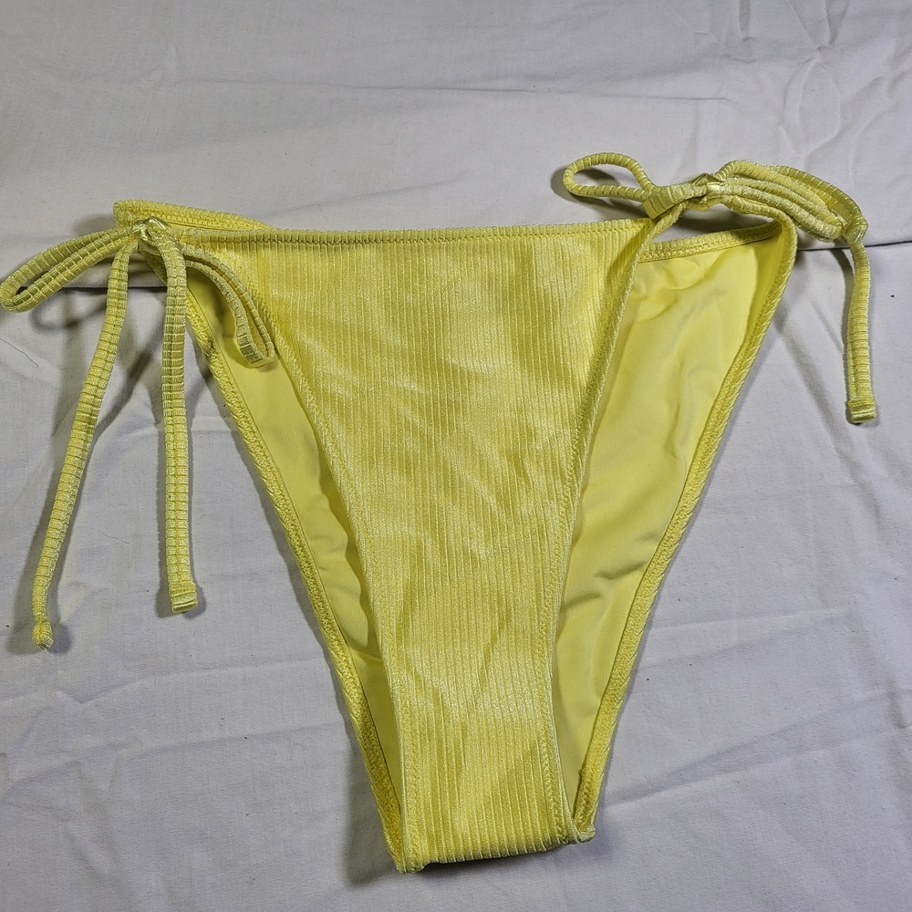 Nwt Aerie Yellow Bikini Bottom Womens/juniors Size Large Ribbed Swimsuit